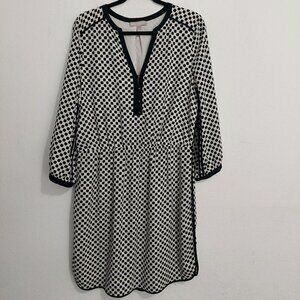 Banana Republic Women's Polka Dot Cream Black Career 3/4 Sleeve Dress Size‎ 14T